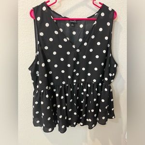 Torrid Black and White Sheer Polka Dot Babydoll tank size 3